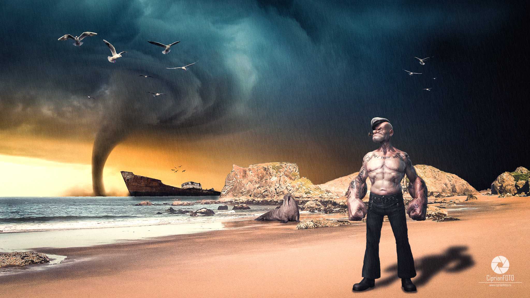 Popeye The Sailor Man, Photoshop Manipulation Tutorial, CiprianFOTO